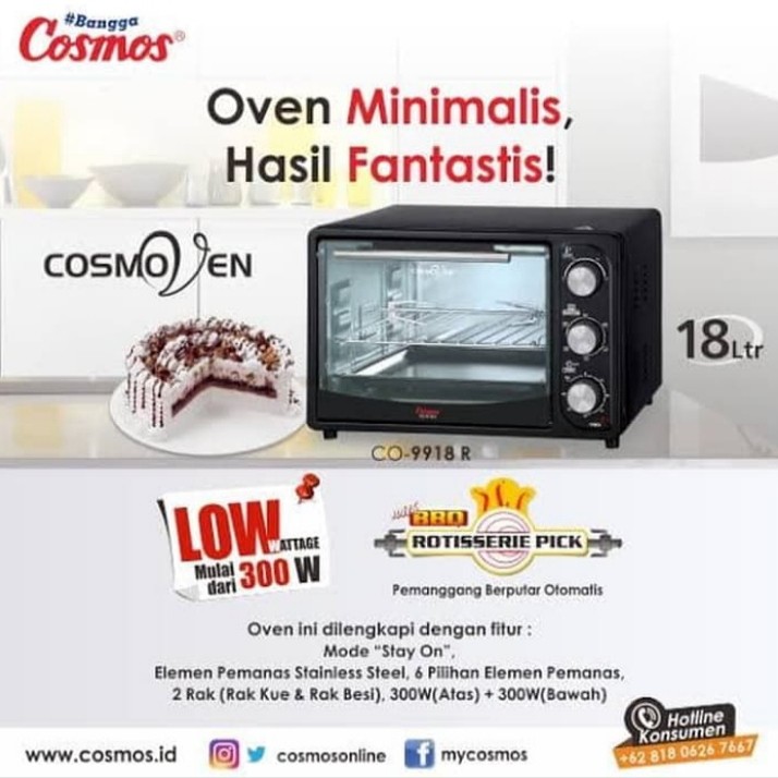 OVEN COSMOS CO-9918R 18L LOWWATT