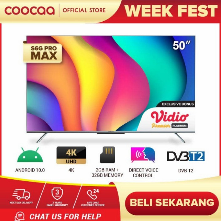 TV LED COOCAA 50S6G PRO MAX ANDROID DIGITAL FAR FIELD VOICE CONTROL