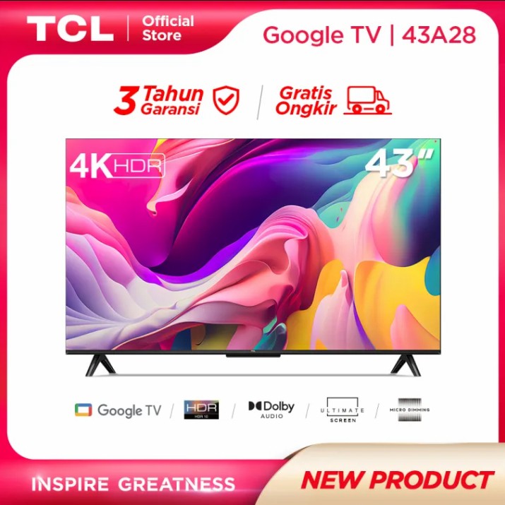 TV LED TCL 43A28 43INCH GOOGLE TV - 4K UHD - DOLBY AUDIO - NETFLIX
