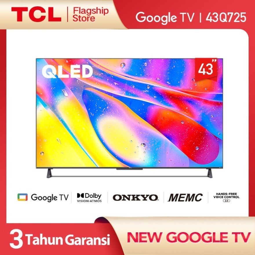 TCL 43Q725 43 inch QLED 4K Smart TV Android 11 HDR10 MEMC DOLBY ONKYO