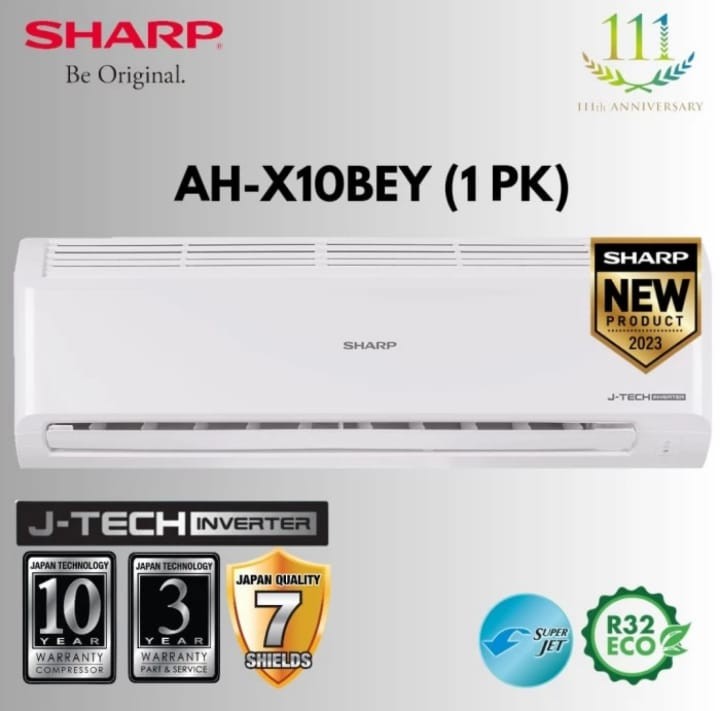 AC SHARP AH-X10BEY NEW J-TECH INVERTER GARUDA 1PK + PASANG DEPOK - AC UNIT ONLY