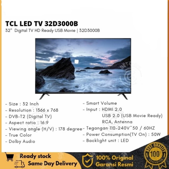 TV LED TCL 32D3000B DIGITAL TV HD READY 32 INCH
