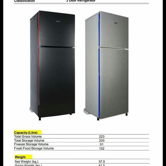 AQUA AQR-D261 (DS/LS) KULKAS 2 PINTU AQUA AQRD261 DEPOK