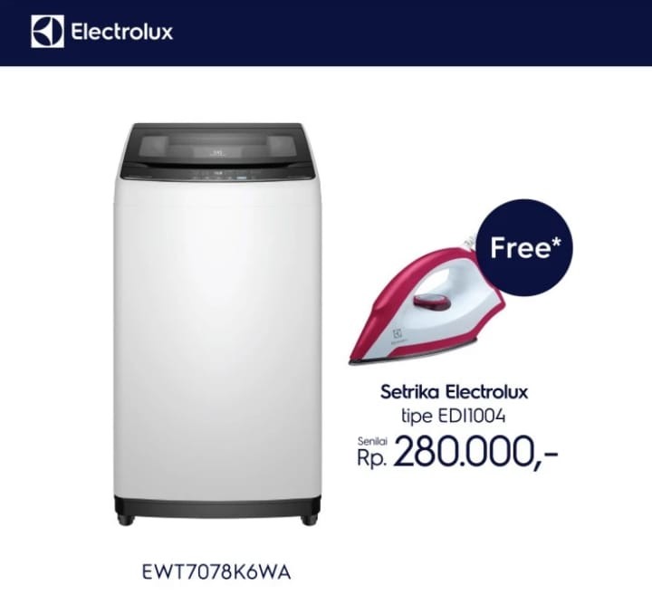 MESIN CUCI ELECTROLUX EWT7078K6WA TOP LOADING 7KG