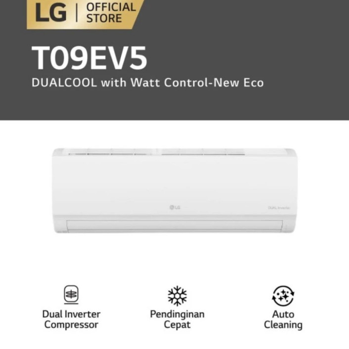 AC LG T09EV5 1PK DUAL INVERTER WATT CONTROL + PASANG DEPOK