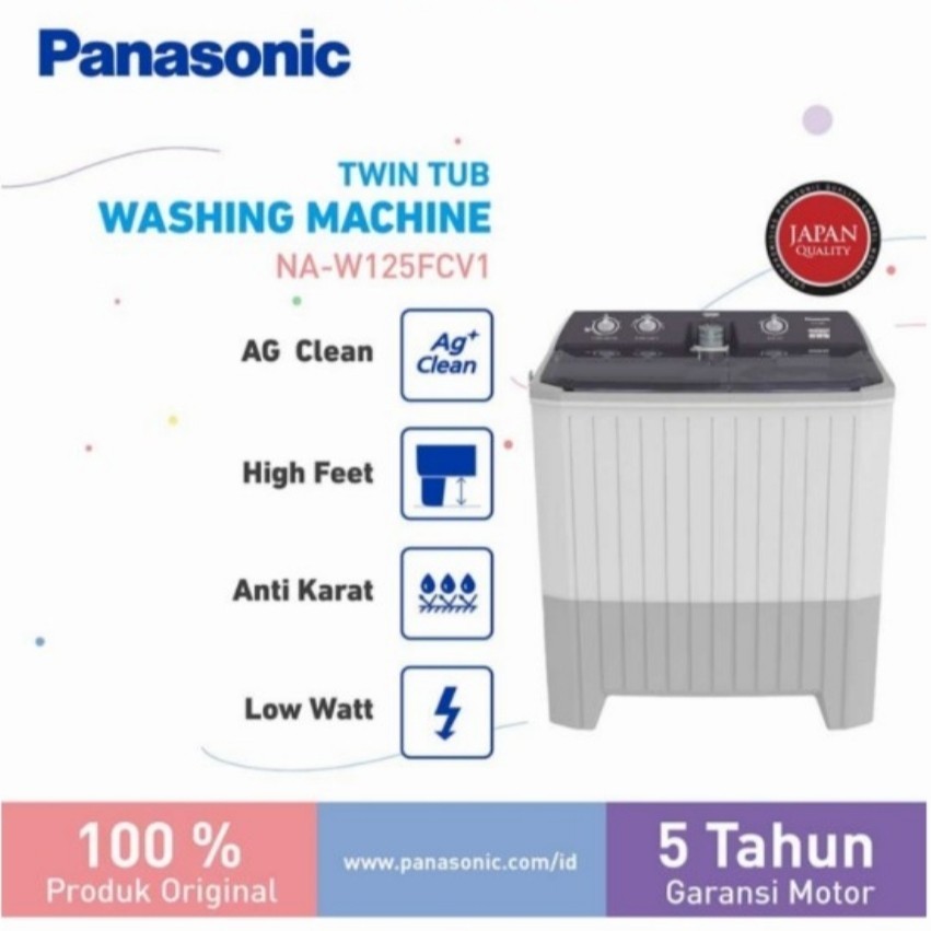 MESIN CUCI PANASONIC 2 TABUNG NA-W125FCV1 12 KG DEPOK