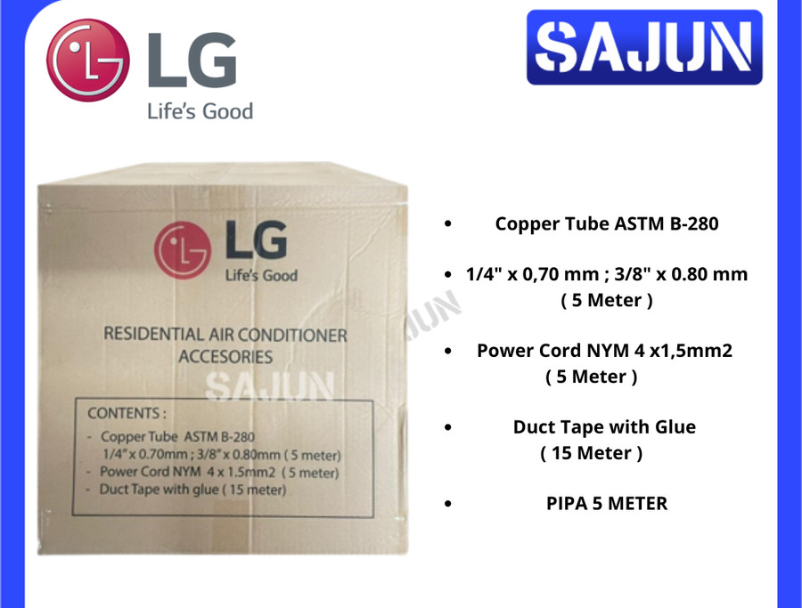 Pipa AC LG Ukuran 1/4" untuk AC Split 0.5-1PK - 5 Meter