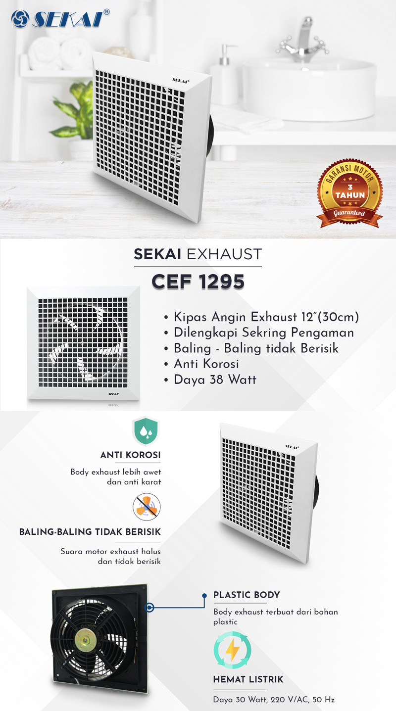 SEKAI Exhaust Fan 12 Inch 30 cm CEF 1295 Exhaust Plafon CEF1295