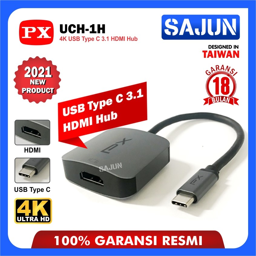 PX UCH-1H Hub Type C 3.1 Macbook Smartphone To HDMI Converter 4K UHD