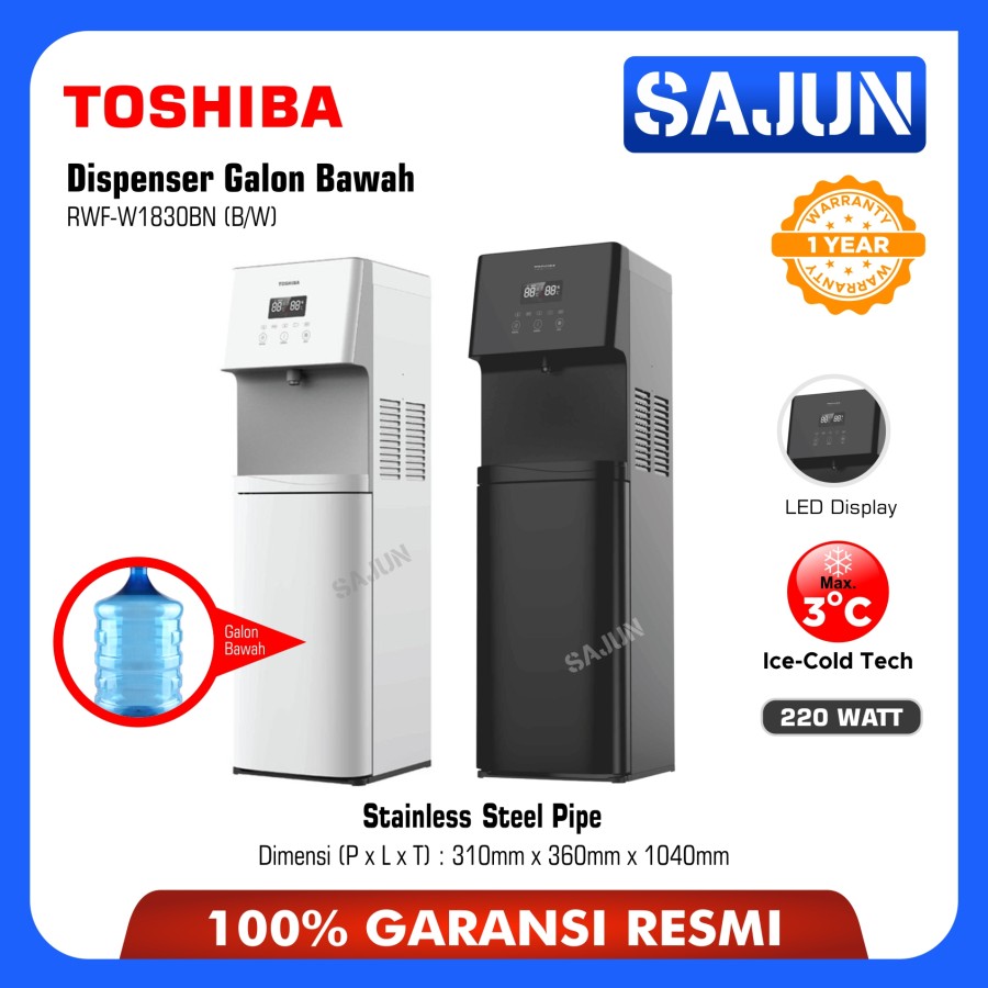 TOSHIBA Water Dispenser RWF-W1830BN Dispenser Air Galon Bawah 220W