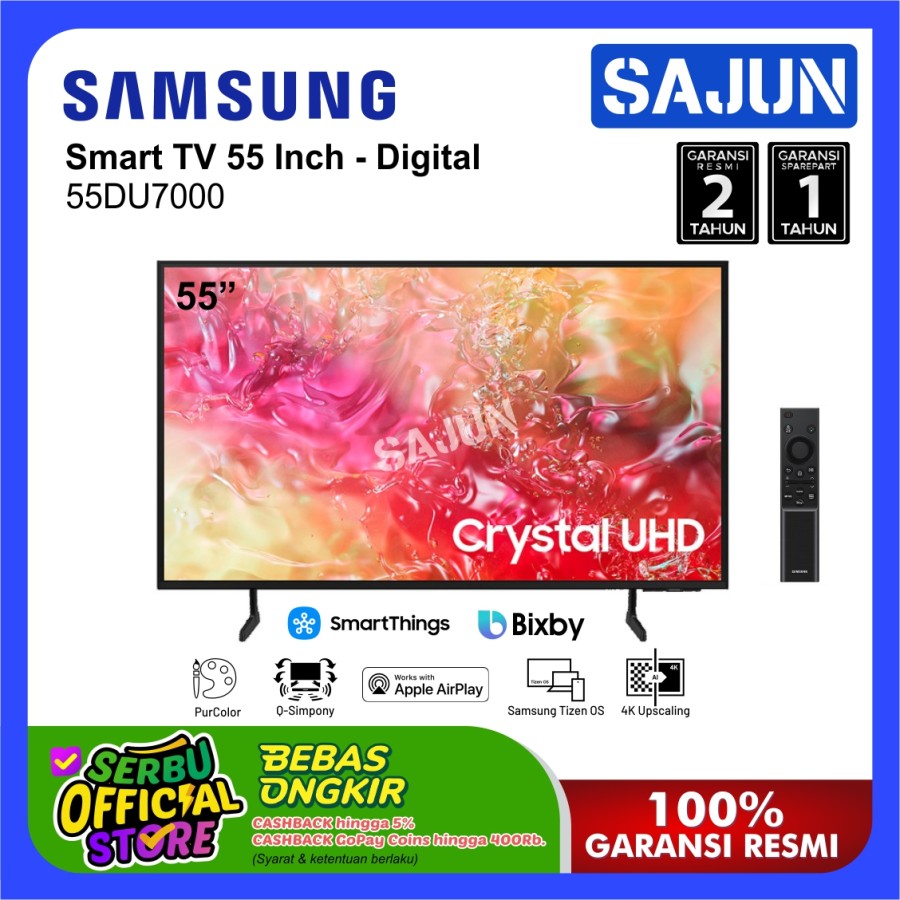Samsung Smart TV 55 Inch UA55DU7000KXXD 4K UHD LED TV 55DU7000