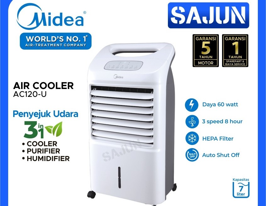 Air Cooler 3in1 Midea AC120-U Penyejuk Ruangan 7 Liter HEPA Filter