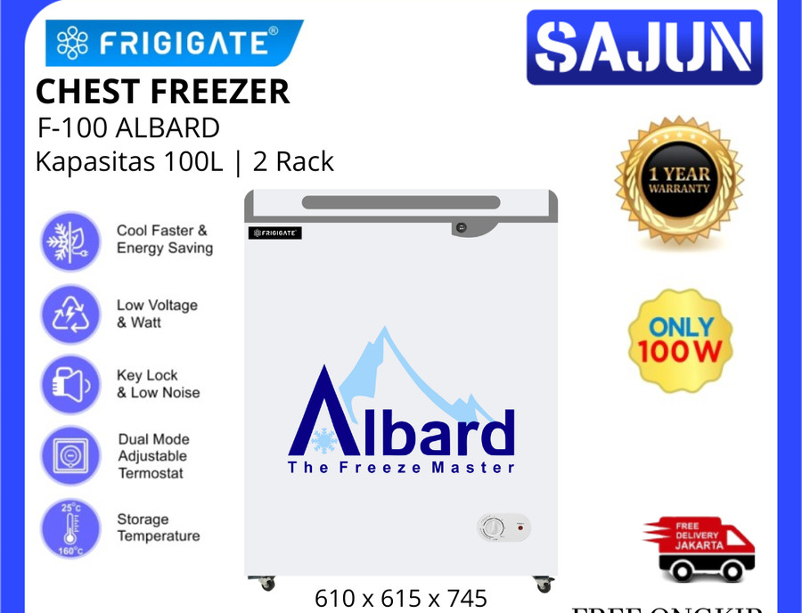 FRIGIGATE ALBARD F100 Chest Freezer 100 Liter F-100 ALBARD Cooler