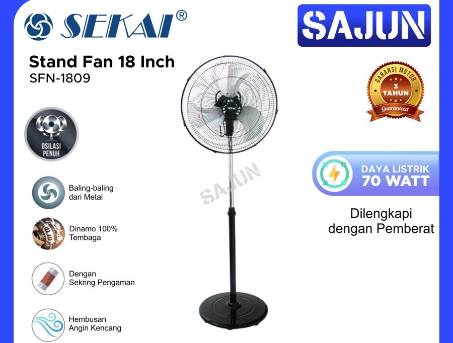Sekai Kipas Angin 18 Inch SFN1809 Tumpu Performa Tinggi SFN 1809