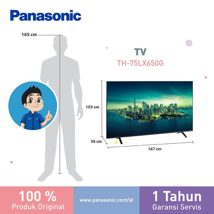 Panasonic TV Android 75 Inch TH-75LX650G Smart TV LED 4K HDR Digital