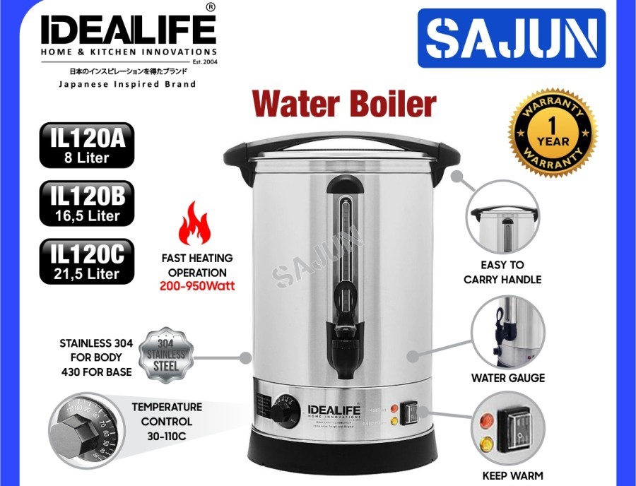 IDEALIFE Water Boiler IL120B Pemanas Air Listrik 16,5 Liter IL-120B