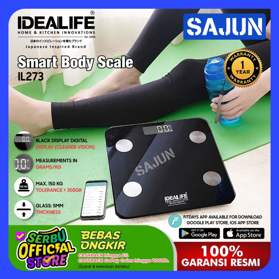 IDEALIFE Timbangan Badan Pintar IL-273 Smart Digital Body Scale IL273