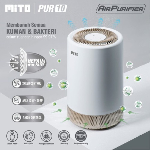 Mito Air Purifier PUR-10 HEPA13 Filter Pembersih Udara Sinar UV PUR10