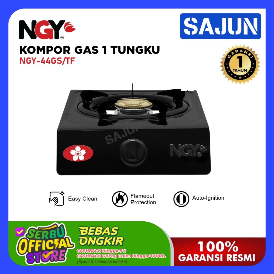 NAGOYA Kompor Gas 1 Tungku / Stain-Free Gas Stove NGY-44 GS/TF - Teflon