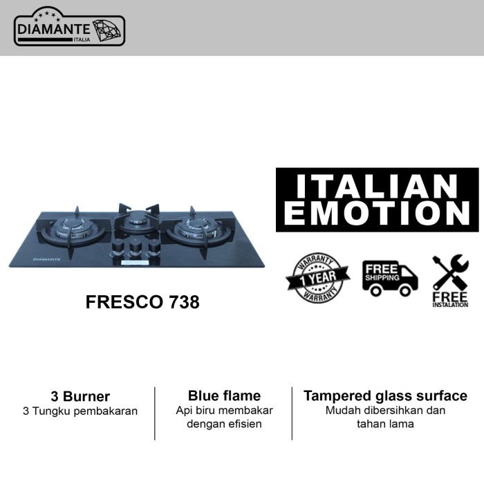 DIAMANTE Kompor Gas 2 Tungku Tanam - Built In Hob Fresco-738