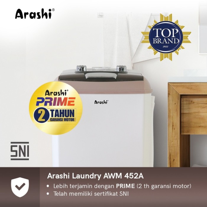 Arashi Laundry AWM 452A Mesin Cuci Mini 1 Tabung 4.5 KG AWM452A