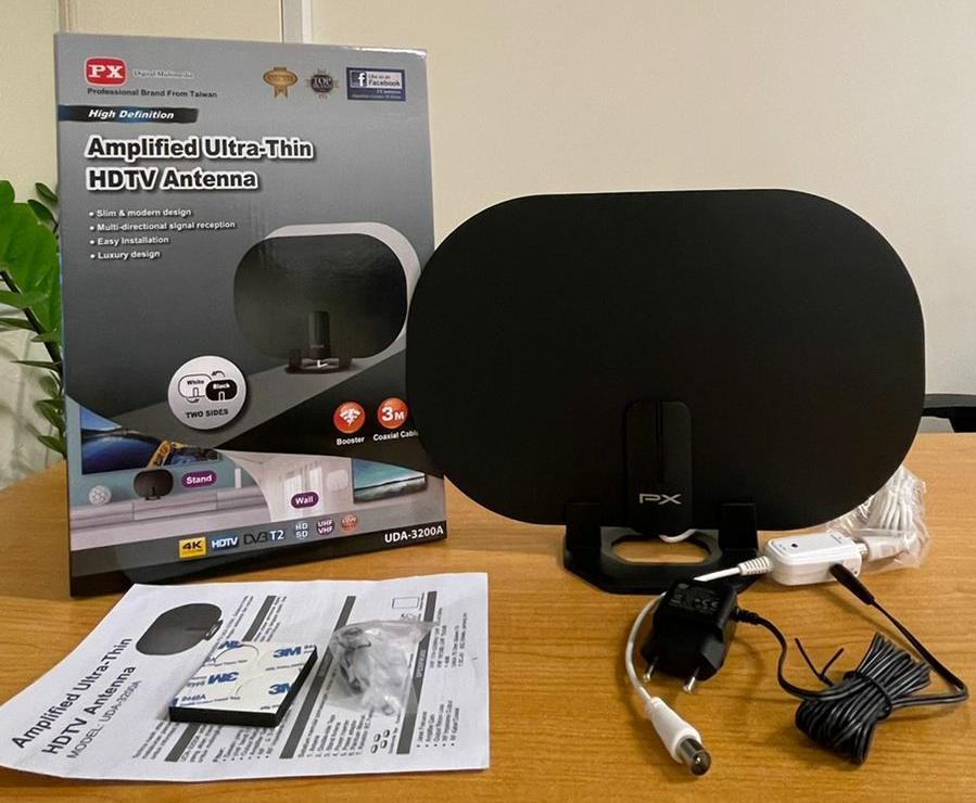 PX UDA-3200A Antena TV Digital Analog Indoor Dinding DVB T2 + Booster