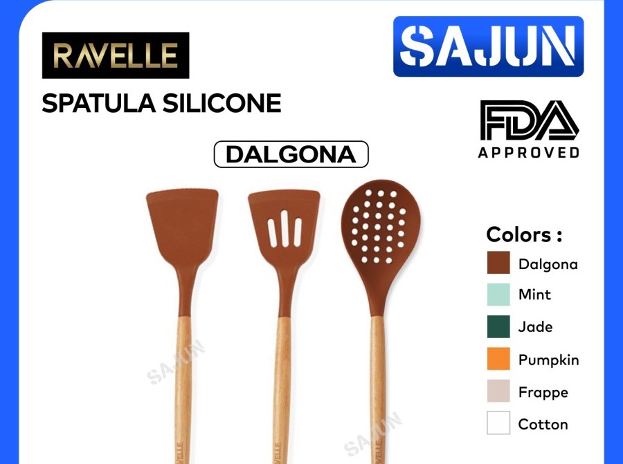 RAVELLE Silicone Spatula Sutil Slotted/Solid Turner Spoon Strainer