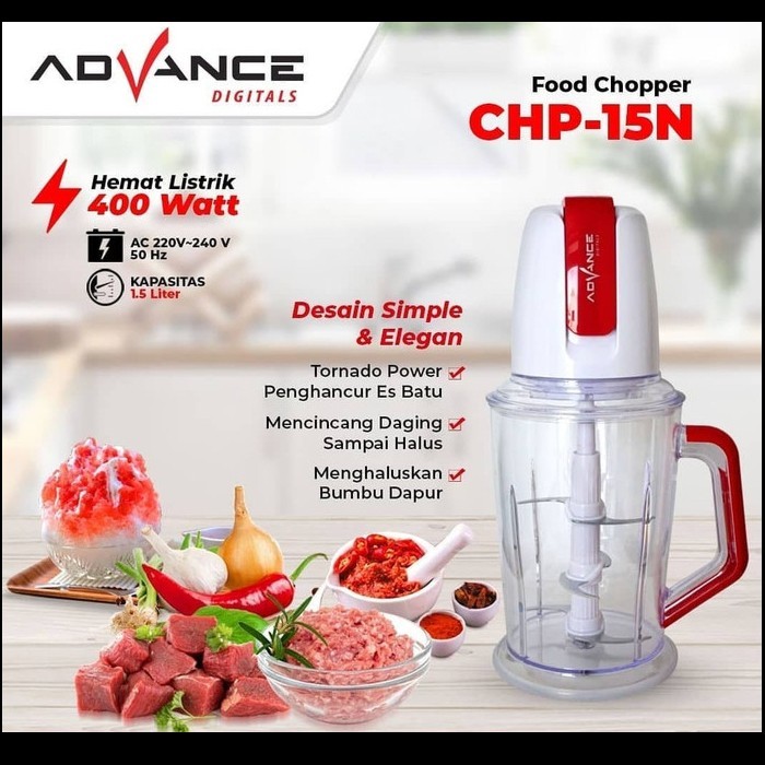 Advance CHP-15 Food Chopper Plastic 1.5 Liter Penggiling Daging CHP15