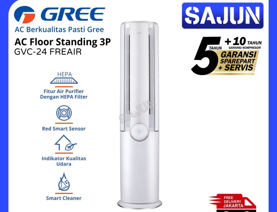 GREE AC Floor Standing 3PK GVC-24 FREAIR R32 HEPA Filter Purifier