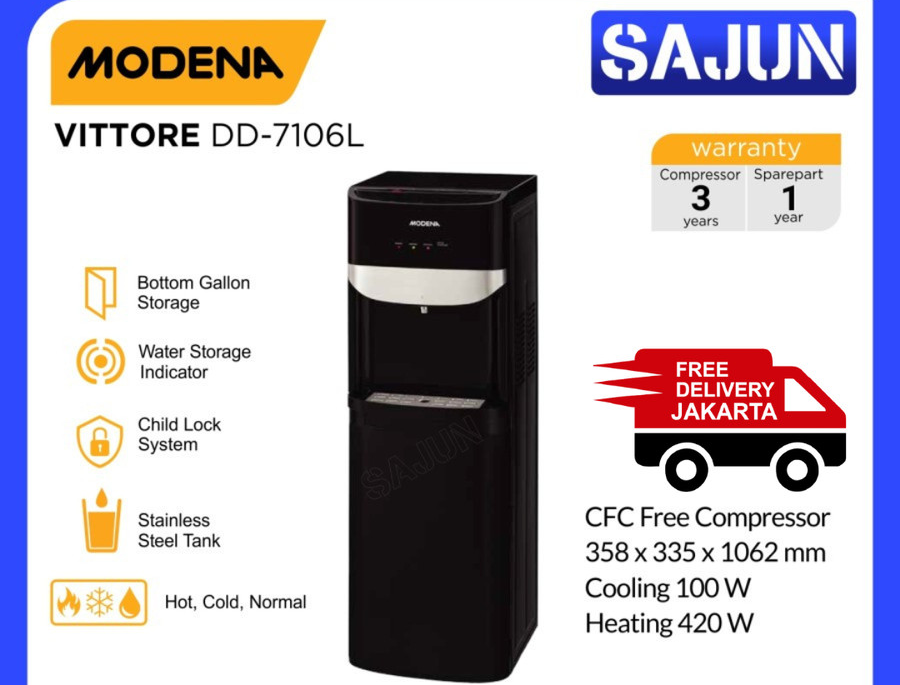 Modena Water Dispenser VITTORE DD 7106L Dispenser Air Galon Bawah