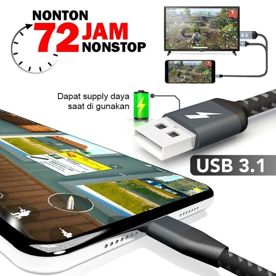 PXType C USB Smartphone ke TV HDMI Kabel Converter PX MHA-200C 2M