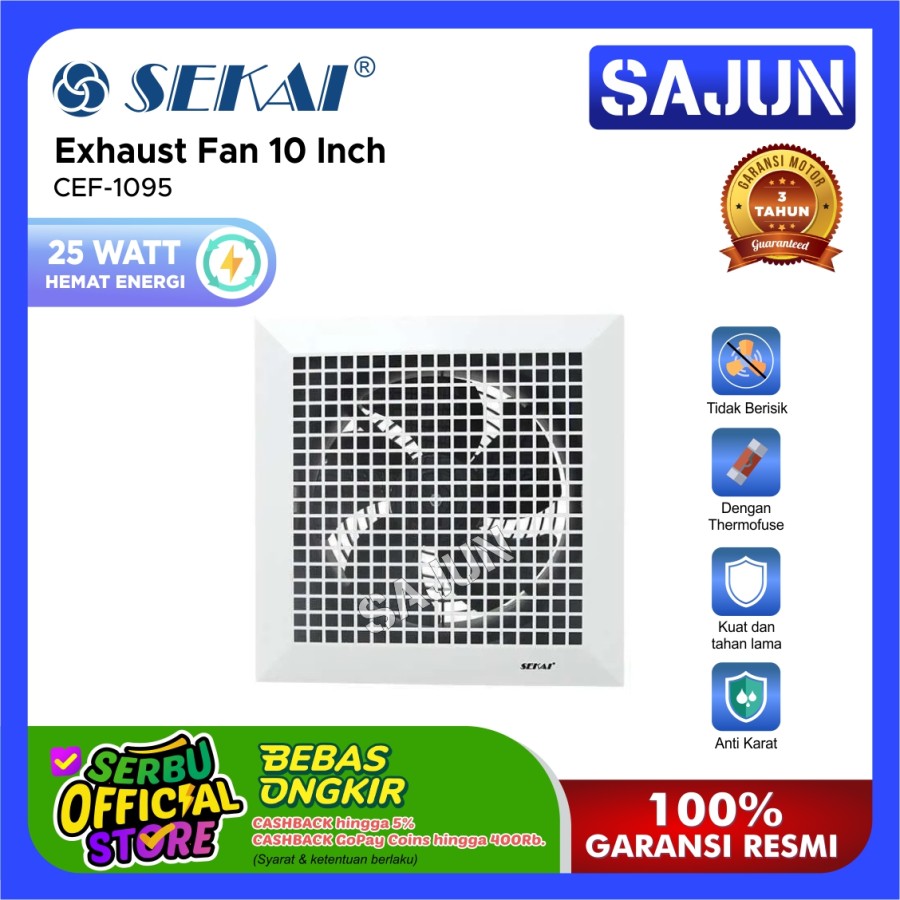 Sekai Exhaust Plafon 10 Inch Kipas Angin Dak Tipe Langit CEF 1095