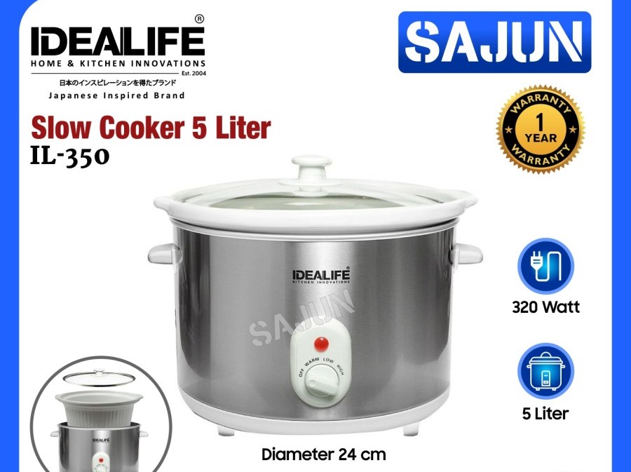 IDEALIFE Slow Cooke 5 Liter IL-350 Baby Cooker IL350