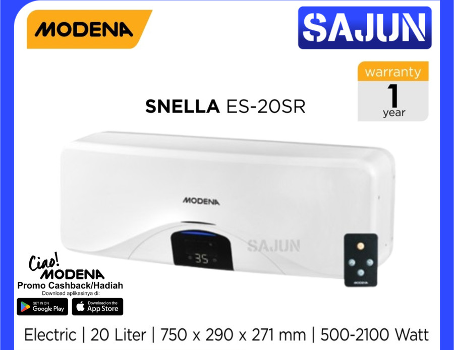 Modena Electric Water Heater 20 Liter SNELLA ES 20 SR / ES20SR