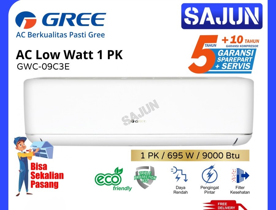 GREE AC Split 1 PK GWC-09C3E-S Low Watt Series GWC09C3E-S