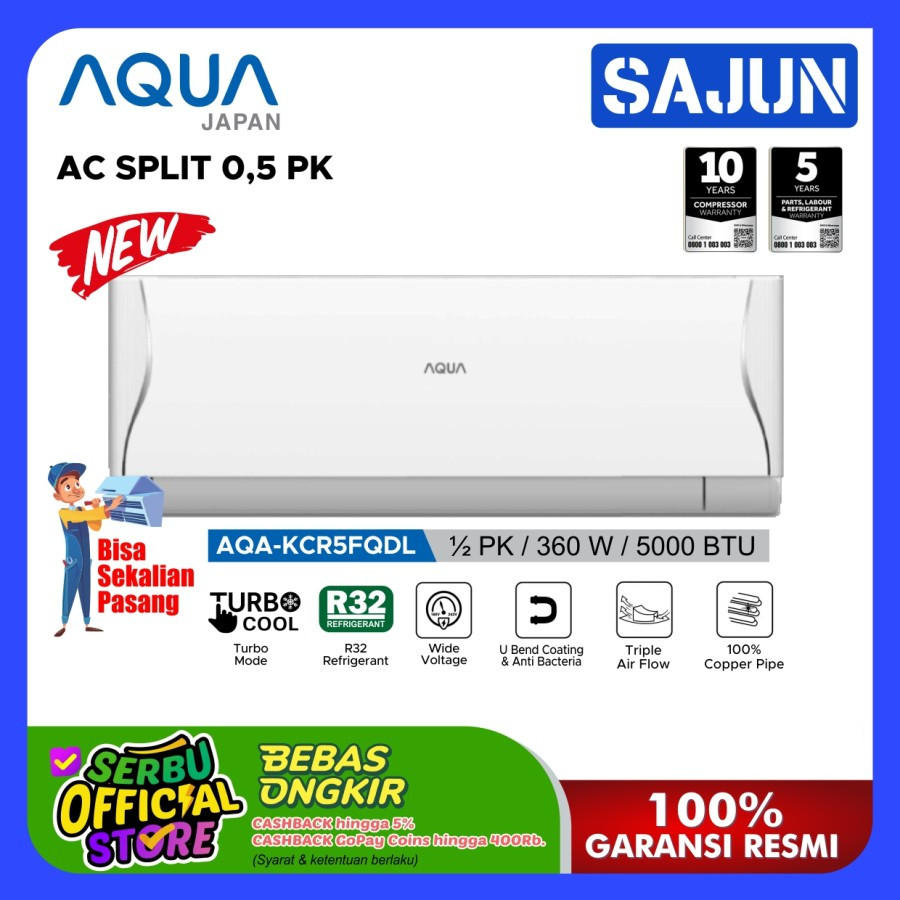 AQUA AC Split Standard Turbo Cool 0.5 PK AQA-KCR5FQDL AC 1/2 PK 05FQDL