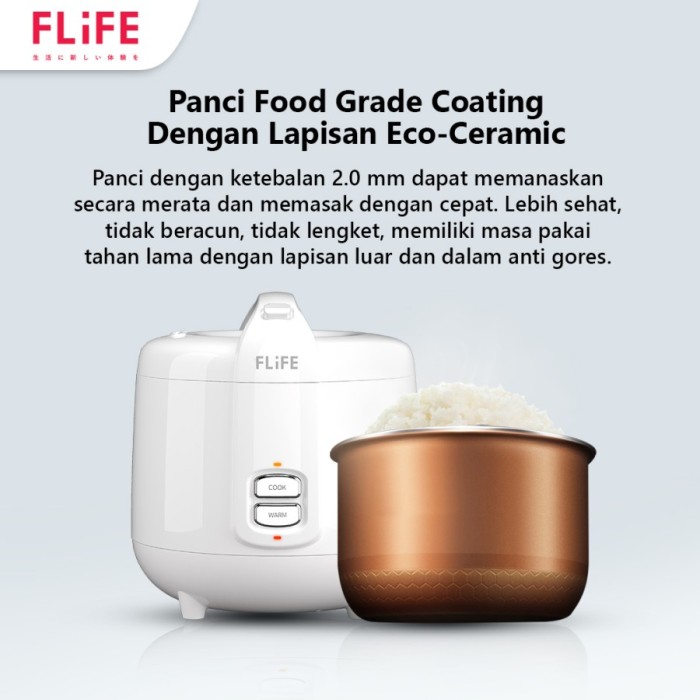 FLIFE Rice Cooker RC-WH2E Penanak Nasi Electric 2 Liter 3D RCWH2E