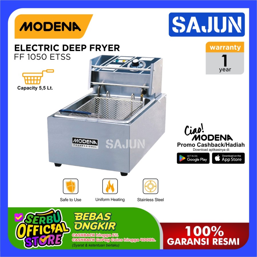 Modena Electric Deep Fryer - Penggorengan Listrik - FF 1050 etss