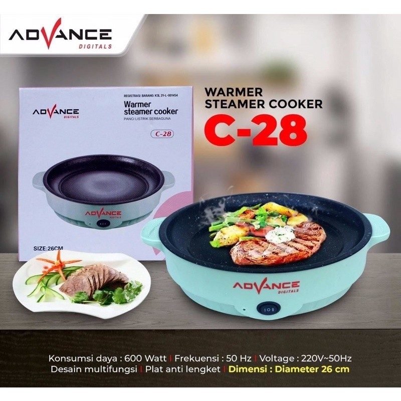 Advance Panci Listrik Serbaguna C-28 Steamer Cooker Warmer C28 - PINK