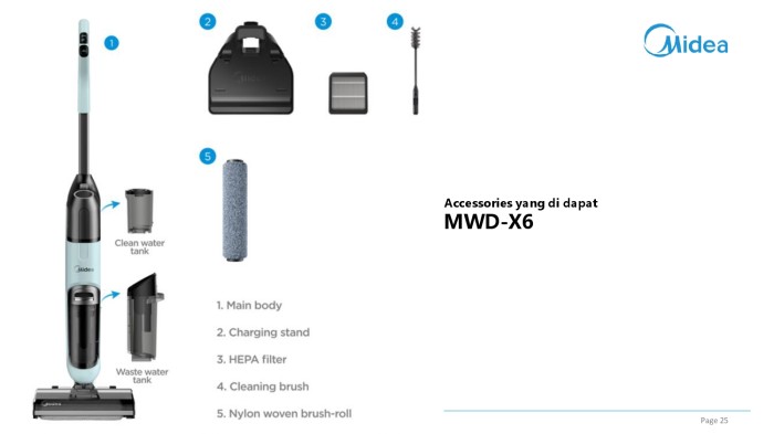 Midea Floor Washer MWD-X6 Cordless Deep Clean Vacuum MWDX6 (VAKUM+PEL)