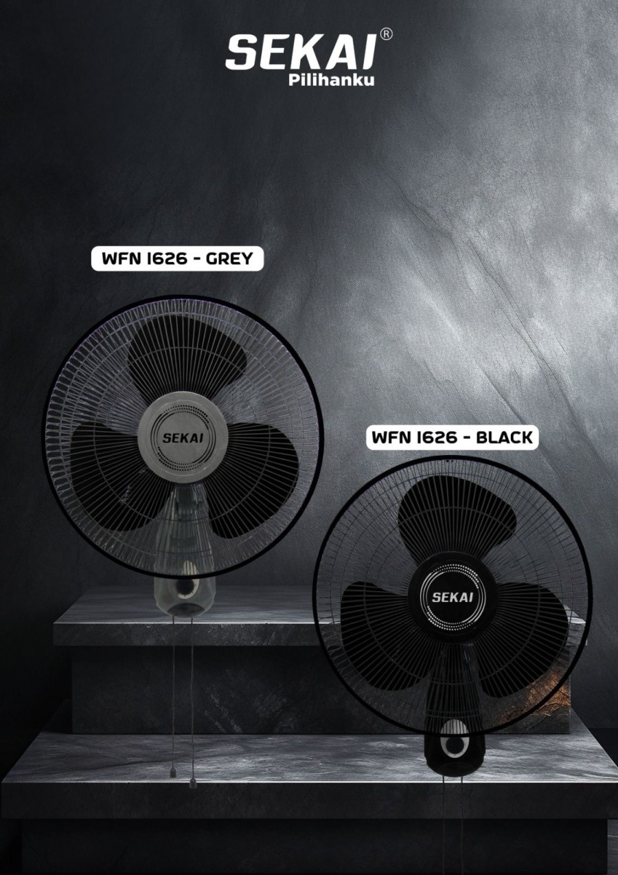 SEKAI Wall Fan 16 Inch WFN1626 Kipas Dinding WFN 1626 - Hitam