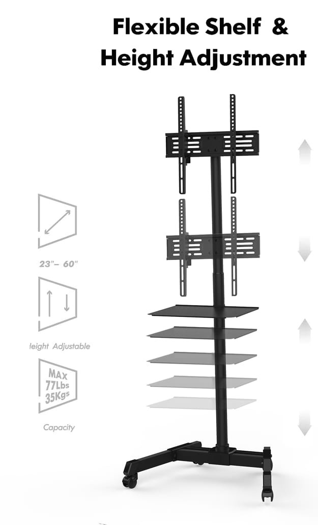 FITUEYES Bracket Mobile TV Stand for LED TV 23-60 Inch TC-R12MB
