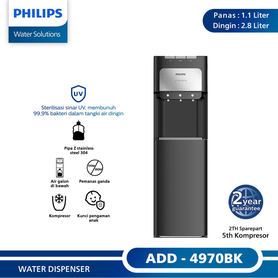 Philips Water Dispenser UV-C LED ADD4970GY/70 Galon Bawah ADD4970 - Hitam