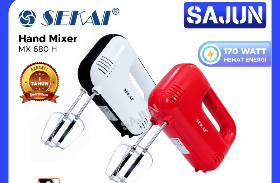 SEKAI Hand Mixer MX680H Mixer Tangan 170W MX 680H - Merah