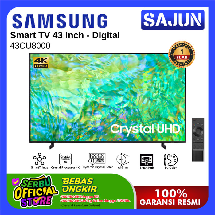 Samsung 43CU8000 Smart TV 43 Inch Crystal UHD 4K UA43CU8000KXXD
