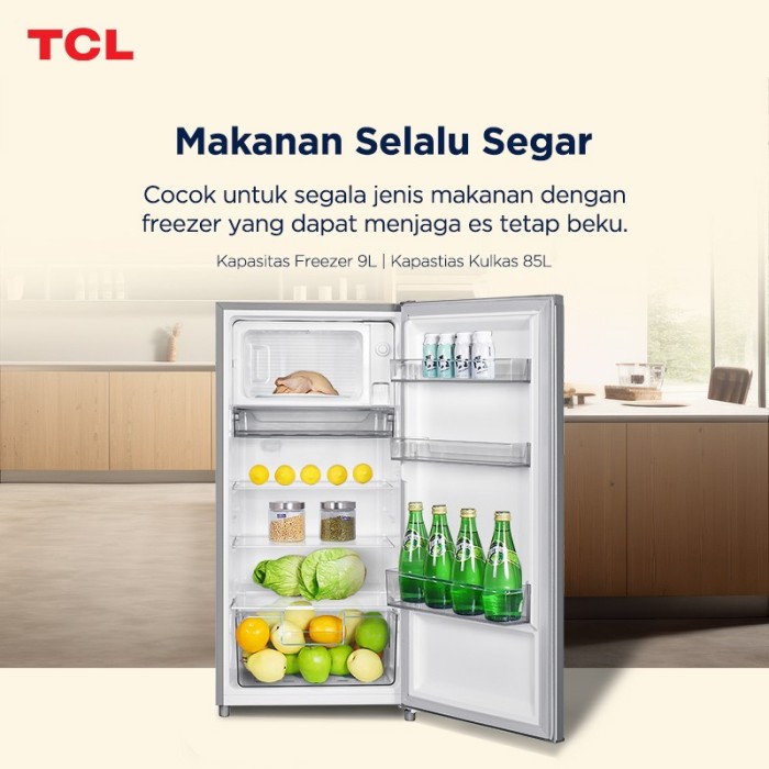 TCL Kulkas 1 Pintu (Refrigerator) - Kapasitas 160L - Freezer Zone - Adjustable Feet - Adjustable Thermostat (Model: F160-A50)
