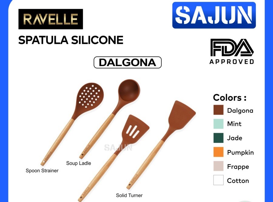 RAVELLE Silicone Spatula Sutil Slotted/Solid Turner Spoon Strainer