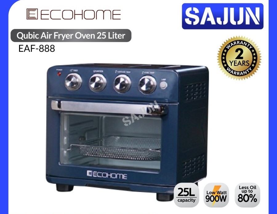 ECOHOME Qubic Air Fryer & Electric Oven 25 Liter EAF-888 / EAF888 - AQUAMARINE