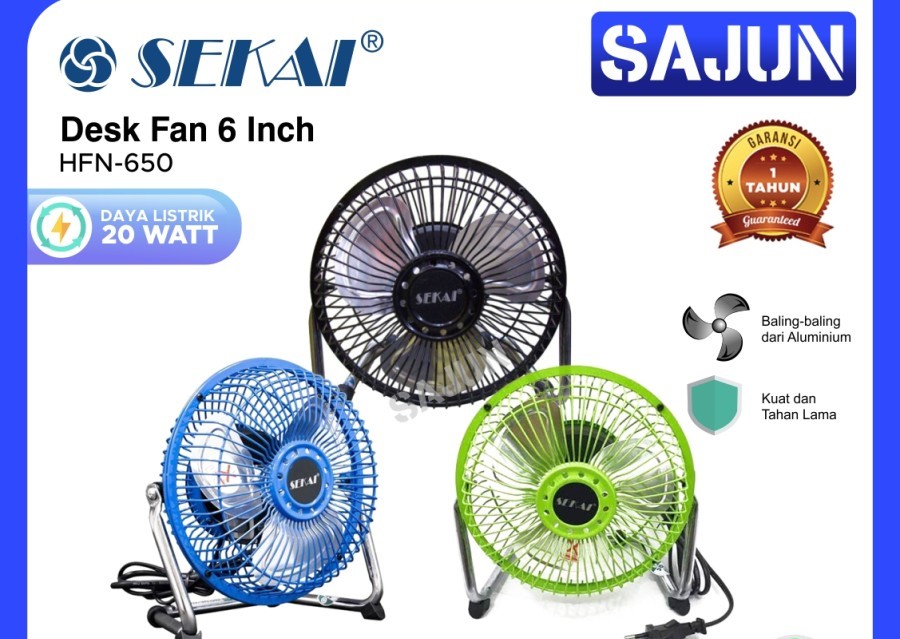 Sekai Kipas Angin Meja 6 Inch HFN650 Desk Fan HFN 650 - HITAM
