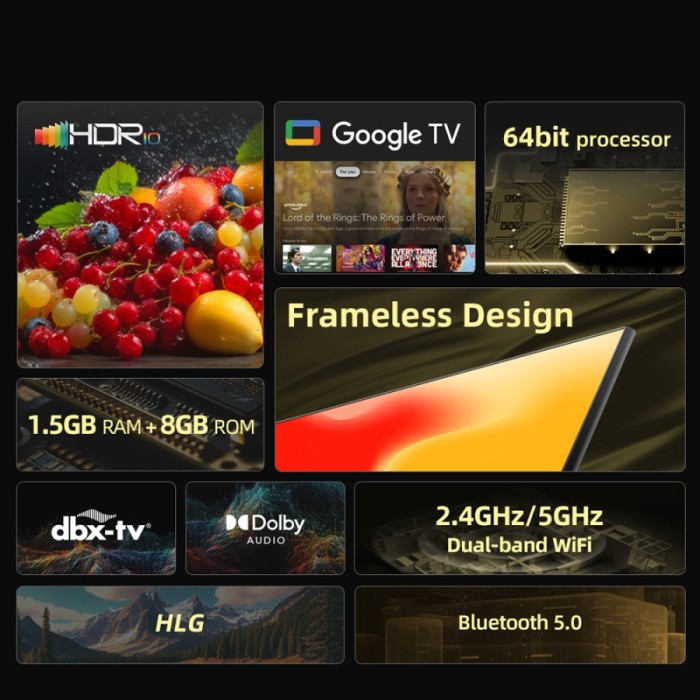 Changhong【Google TV】CHiQ 43 inch Smart TV HDR10 Digital TV ( L43G7P Pro )